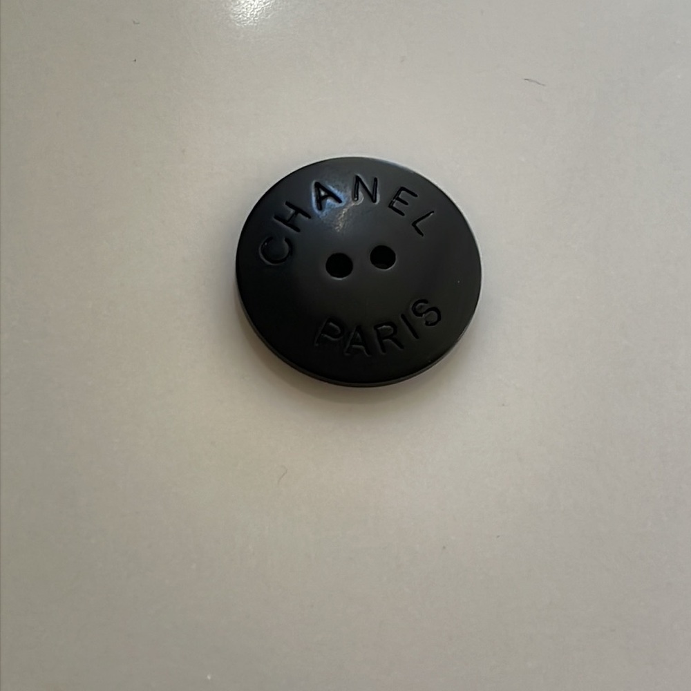 Chanel Black Round Plastic “Chanel Paris” Button